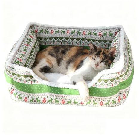 Doiyislem Weihnachts Katzenbett Bequemes Plüsch Schlitten Haustiermöbel