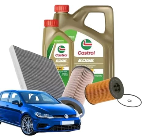 Kit Tagliando compatibile con Golf 7 VII 1.6 2.0 TDI E GTD FILTRI + 5 LT Olio Edge LL 5w30
