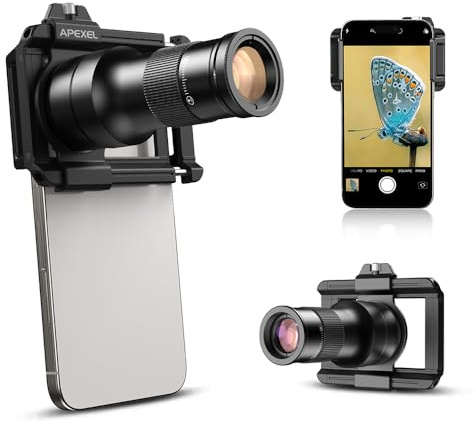 APEXEL 6X HD Teleobjektiv mit Fixfokus und verbessertem Universalclip, 150-mm-Makroobjektiv, Handy-Objektivset, kompatibel mit den meisten Mobiltelefonen-XXL-6X