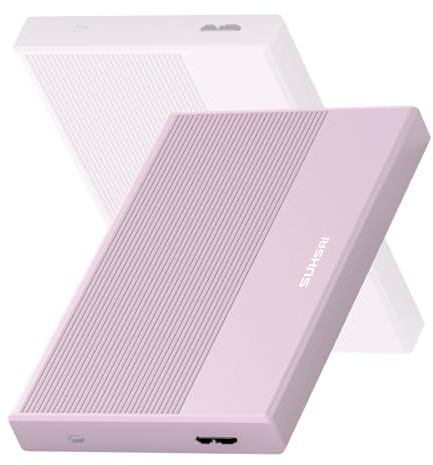 Carcasa Externa para Disco Duro/SSD SUHSAI de 2,5 con USB 3.0, Color Rosa. | Aluminio, Plug-and-Play, Sin herramientas, Windows/Mac/Linux