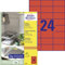 AVERY Zweckform 3448 Rote Etiketten (2.400 Aufkleber, 70x37mm auf A4, permanent haftend, selbstklebende Farbetiketten, Papier matt, bedruckbare, farbige Klebeetiketten) 100 Blatt