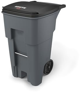 Rubbermaid Commercial Products Brute Rollout Trash Can, Gray, 65-Gallon