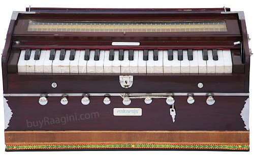 Maharaja 5200n Sangeeta Harmonium, 9 Stopps, 3,5 Oktaven, gestimmt auf A440, mit Verbindungsstück, inkl. Tragetasche und Handbuch (evtl. nicht in deutscher Sprache), Farbton: Mahagoniholz (PDI-DC) -