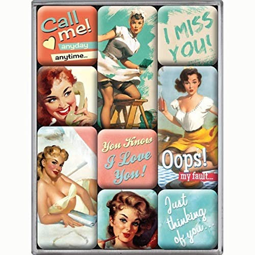 Nostalgic-Art Retro Kühlschrank-Magnete Geschenk-Idee für Nostalgie-Fans, Magnetset für Magnettafel, Say It 50's - Nice Slogans, 9 Stück