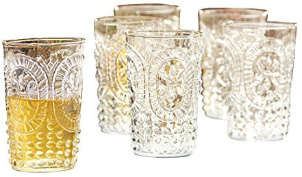 LOBERON Gläser 6er Set Fleury, mit dekorativem Reliefmuster, Wasser- oder Saftglas, mundgeblasen, spülmaschinenfest, Küchenutensilien, Tischaccessoires, Glas, klar