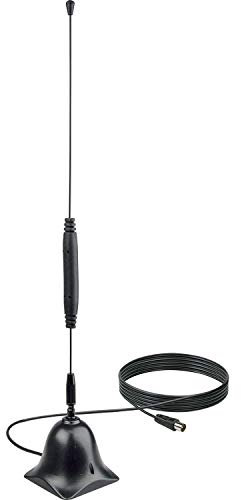 Schwaiger ANT02DTA 031 max. 35dB DVB-T/DVB-T2 digitale Stabantenne/Zimmerantenne (TV/PC) stabiler Standfuß empfängt FM und DAB+ Bereich inkl. Antennenkabel (VHF/UHF)
