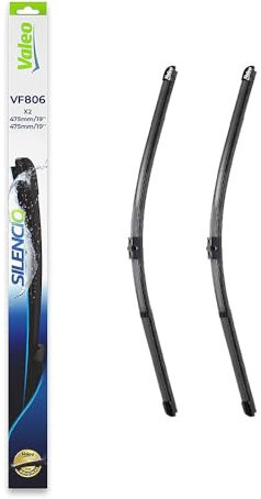 VALEO Silencio Wischer - VF806 - Leistungsstarke, hervorragende Sicht auf der Straße, einfache Montage - originale Flachblätter 475mm/475mm - Vorne - Set mit 2 Wischerblättern - 577806