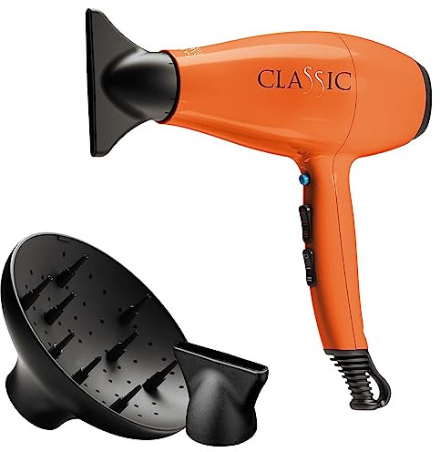 GA.MA Italy Professional, Classic Hair Dryer, Sèche-cheveux professionnel avec moteur italien 2200 W AC, revêtement céramique pour des cheveux brillants et sans frisottis, couleur orange