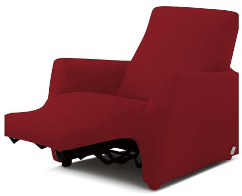 BIANCALUNA - Copripolotrona elastico Genius Lounge reclinabili Anti Macchia - 1 posto da 65 a 110 cm Copridivano tinta unita Made in Italy - Bordeaux