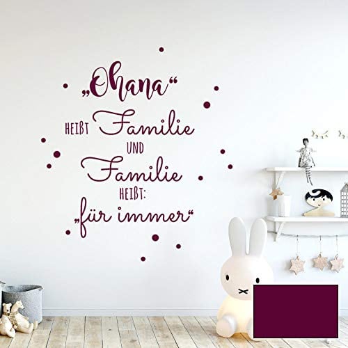 Wandtattoo Aufkleber Spruch Ohana heißt Familie Wanddeko Wandgestaltung M2234 - ausgewählte Farbe: *beere* ausgewählte Größe: *M - 50cm hoch x 40cm breit*
