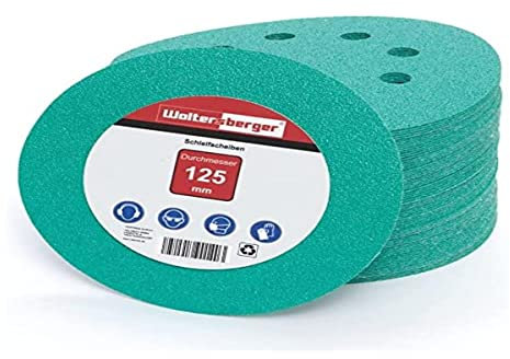 Woltersberger® Exzenter Schleifscheiben Ø 125mm | 8 Loch in grün | Schleifpapier für optimales schleifen, vielseitig einsetzbar, verschiedene Körnungen und Stückzahlen (50 Stück, P240 Körnung)