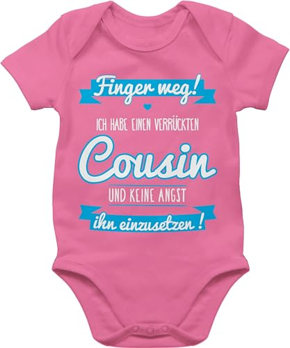 Shirtracer - Baby Body Kurzarm - Sprüche - Ich habe einen verrückten Cousin blau