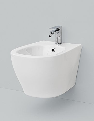 Bidet Salle de bain suspendu design en céramique blanche 36 x 52 cm