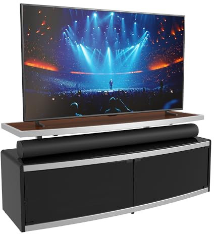 AVF Stage Rectangular TV Stand - STG1250A - Adjustable Height And Four Top Colour Options, For TVs Up to 55 and 45kg. Open & Closed Storage, Safety Glass Doors
