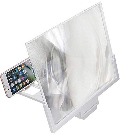 Venus Valink 3D-Bildschirm Verstärker Video Handy Vergrößerung Glas Stand, 14 Zoll HD Telefon Vergrößerung Vergrößerungsglas mit klappbarer Halterung Bianco