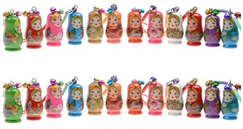 STOBOK Matroschka Russische Puppen Schlüsselanhänger Hölzerne Russische Nesting Dolls Schlüsselanhänger,24Er Set