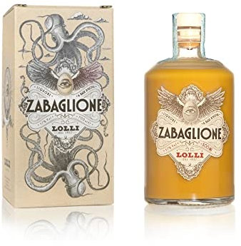Liquore artigianale Zabaglione Lolli Limited Edition con astuccio serigrafato. Bottiglia da 700 ml. 17% vol.