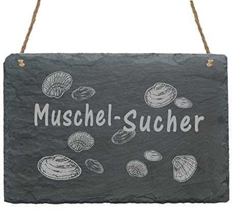Schiefertafel Muschel Sucher - Schild 22 x 16 cm - Muscheln