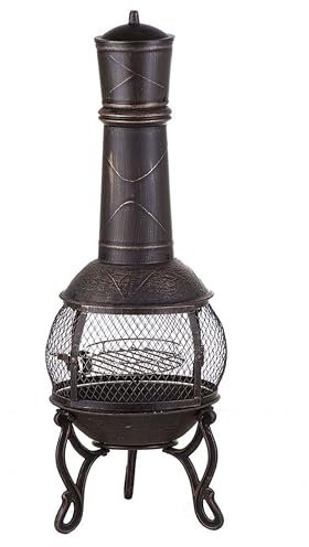 Feuerstelle mit Grillrost Stahl Messing/Gold Modern Ofen-Feuerstelle Tacora