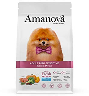 Amanova Super Premium 100% natürliches trockenes Mini-Hundefutter für Erwachsene - 7 kg - Frischer Lachs - Getreidefrei - Hypoallergen - Grausamkeitsfrei