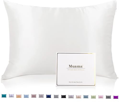 Muama Seidenkissenbezug 40x80cm für Haar und Haut mit verstecktem Reißverschluss, Kissenbezüge aus Seide Kissenbezug Kopfkissenbezug Silk Pillowcase, 1 Stück (Elfenbein)