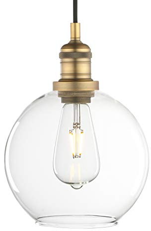 Phansthy Klar Glas Kugel, Vintage Industrie Hängeleuchte Loft-Pendelleuchte Hängelampen Schicke schlichte Hängeleuchte Pendelleuchten Industrial Style (antike Farbe)