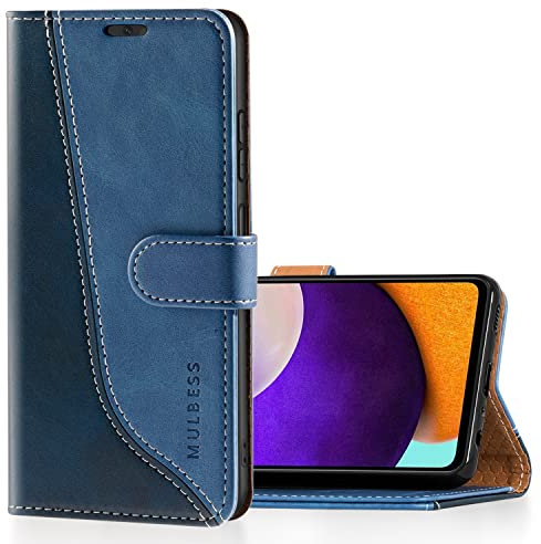 Mulbess für Samsung Galaxy A52S 5G / A52 4G / 5G Hülle, Handyülle Leder mit Kartenfach, Klapphülle mit Magnetverschluss, Flip Case Etui Handytasche Schutzhülle, Stilvoll Diamant Blau