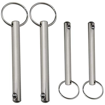 Create idea - 4 pasadores de liberación rápida con anillo de círculo de extremo con bola de resorte de acero al carbono niquelado Bimini Top Pin