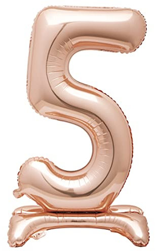 5 - Shaped Rose Gold Foil Balloon (76cm) - Stunning Free-Standing Party Decor - Perfect for Memorable Milestone Events - 1 Pc