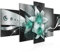 Runa Art - Tableau Lys De Fleurs 200 x 100 cm 5 parties XXL Decoration Murale Dessin Turquoise noire 039651b