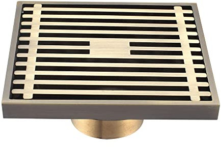 Ksunun Duschrinne Messing Duschablauf Ablaufrinne mit Geruchsstop Bodenbündiges Duschen Bodenablauf Flach 10 x 10 cm,Bronze