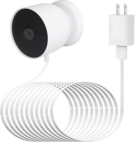 Power Cable Compatible with Google Nest Cam Outdoor or Indoor, Battery, 30Ft/9.1m Weatherproof Outdoor Cable Continuously Charging Your Nest Camera (White)