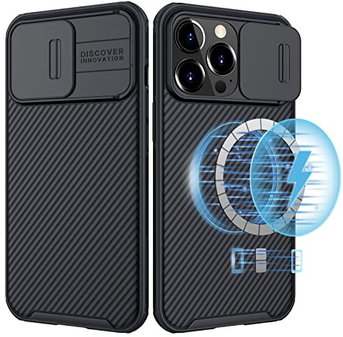 CloudValley Magnétique Coque Compatible avec iPhone 13 Pro de 6.1'', Compatible avec MagSafe, Cache Camera Protection, Étui avec Cache Caméra Coulissante, Dos en PC et d'un Cadre en TPU, Noir