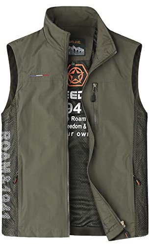 Herothorn Herren Anglerweste Outdoor Weste mit Vielen Taschen Leichte Sommerwesten Ärmellose Jacke Safari Jagd Fotografie Funktionsweste