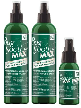 Bug Soother MAX DEET-Free Tick & Mosquito Repellent Spray, 8 oz. 2 Pack