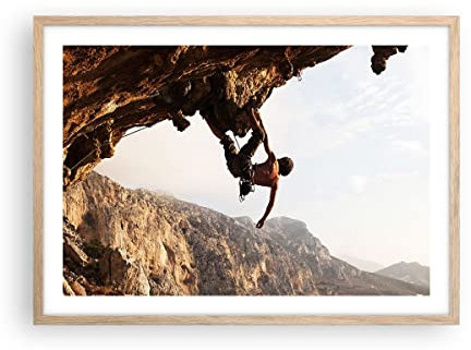 Wandposter 70x50cm Poster Rahmen helle Eiche Klettern extrem berge griechenland Küche Wanddeko Bild Wand Kunstdruck Deko Wandbilder Dekoration Wohnzimmer Schlafzimmer Modern Wall Art P2NAA70x50-2784