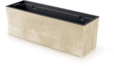 Pot d'effet Beton de cas d'urbi, avec dépôt, dimensions (mm) 580x180x195, couleur crème
