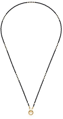 JEWELS BY LEONARDO Halskette Clip & Mix Pippa • Perlen-Kette aus goldfarbenem Edelstahl • aufgereihte Perlen aus schwarzem Glaskristall und Edelstahlperlen • 70 cm Länge • Damen Schmuck • 022286