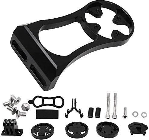 ANCLLO Out Front Bicycle Computer Mount Extension Bracket, Multifunction Bike Mount for Garmin Edge/Bryton/CatEye/Gopro - Black
