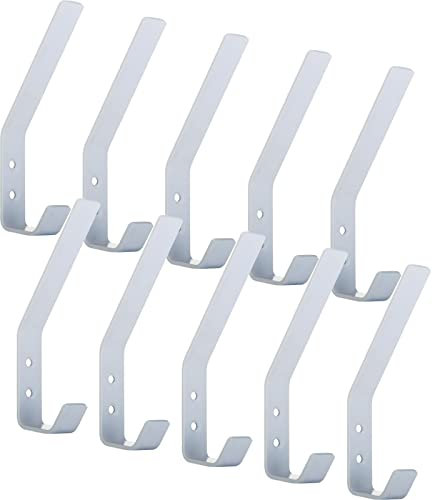 SOTECH 10 x Kleiderhaken Loxten 142 x 20 x 45 mm weiß, Garderobenhaken aus echt Edelstahl, Wandhaken mit 3 mm Materialstärke,Jackenhaken mit abgerundeten Kanten