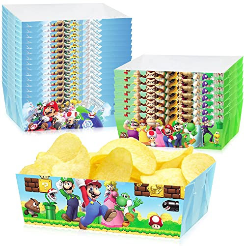 Mario Partyzubehör und Geburtstagsdekorationen – Partyteller, Papiertabletts, Nacho-Karton-Hotdog-Popcorn
