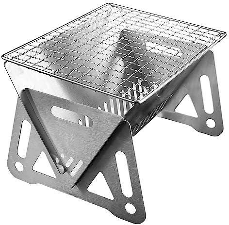 Portable Barbecue Grill, Stainless Steel Charcoal Grill Detachable Design Mini Tabletop BBQ Grill for Outdoor Barbecues Camping Traveling Picnics