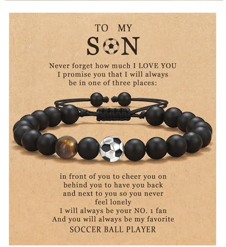 CyxenNova Armband Herren Perlenarmband Herren Armbänder Für Herren mit Fußball Perlen Schmuck Geschenke Für Männer, Papa, Freund, Ehemann, Bruder