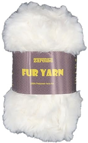 Zarela Pelote de laine fausse fourrure 50 g (100 Blanc)