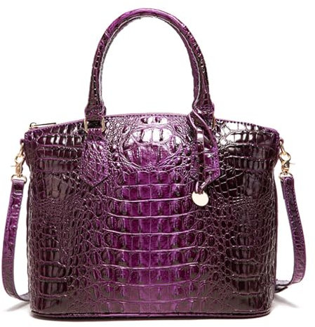 FiveloveTwo Donna Modello coccodrillo Tote Portafoglio Satchel PU Pelle Retro Borsa a mano Borse a tracolla Borse a spalla Viola scuro