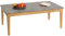 Couchtisch HWC-M55, Beistelltisch Sofatisch, Massiv-Holz HDF Laminat Melamin 46x120x70cm, Marmor/Stein-Optik helle Beine