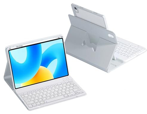 HLTOOP Coque Clavier pour Xiaomi Pad 5/5 Pro 11 Pouces, AZERTY Français, Étui Magnétique Rotatif À 360° avec Amovible Clavier Bluetooth sans Fil,Gris