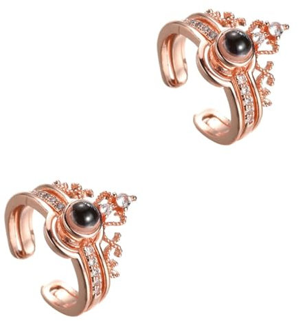 PACKOVE 2 Stück 2 1 Creatvie-Ring Zirkonring für die Liebe Ringe geschenk Projektionsring für Paare Projektionsring mit 100 Sprachen Krone Ich liebe dich
