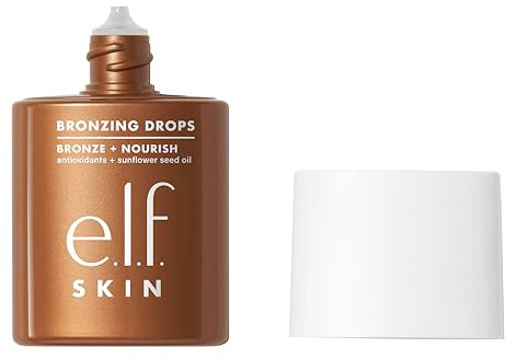 e.l.f. SKIN Bronzing Drops, flüssiger Bronzer Für Gesicht & Haut, erzeugt einen sonnengeküssten Glanz, mit Vitamin E, vegan & tierversuchsfrei, Pure Gold