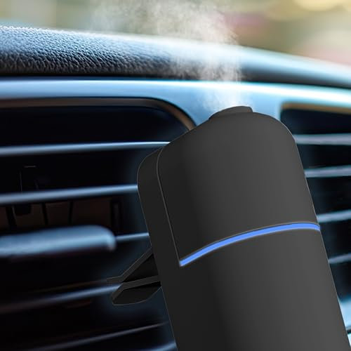 ONBEST Lufterfrischer - für ätherische Öle - Kabellos mit Akku - automatischer Start/Stop - Ultraschall Diffuser - inkl. 6 natürlicher Düfte - perfekt fürs Auto oder Innenraum (Schwarz)